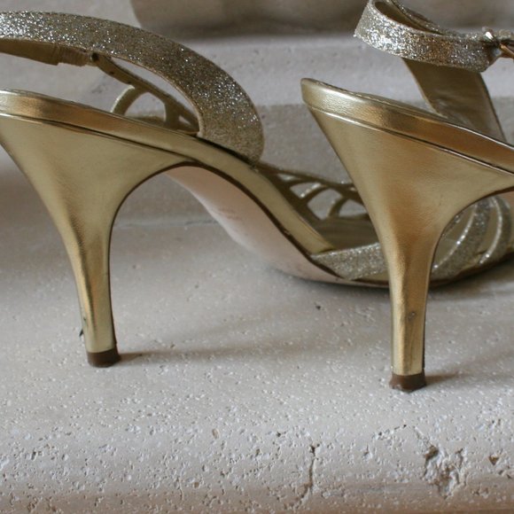 Adrianna Papell Boutique Gold Strap Heels  Size 9.5  M - Picture 5 of 9